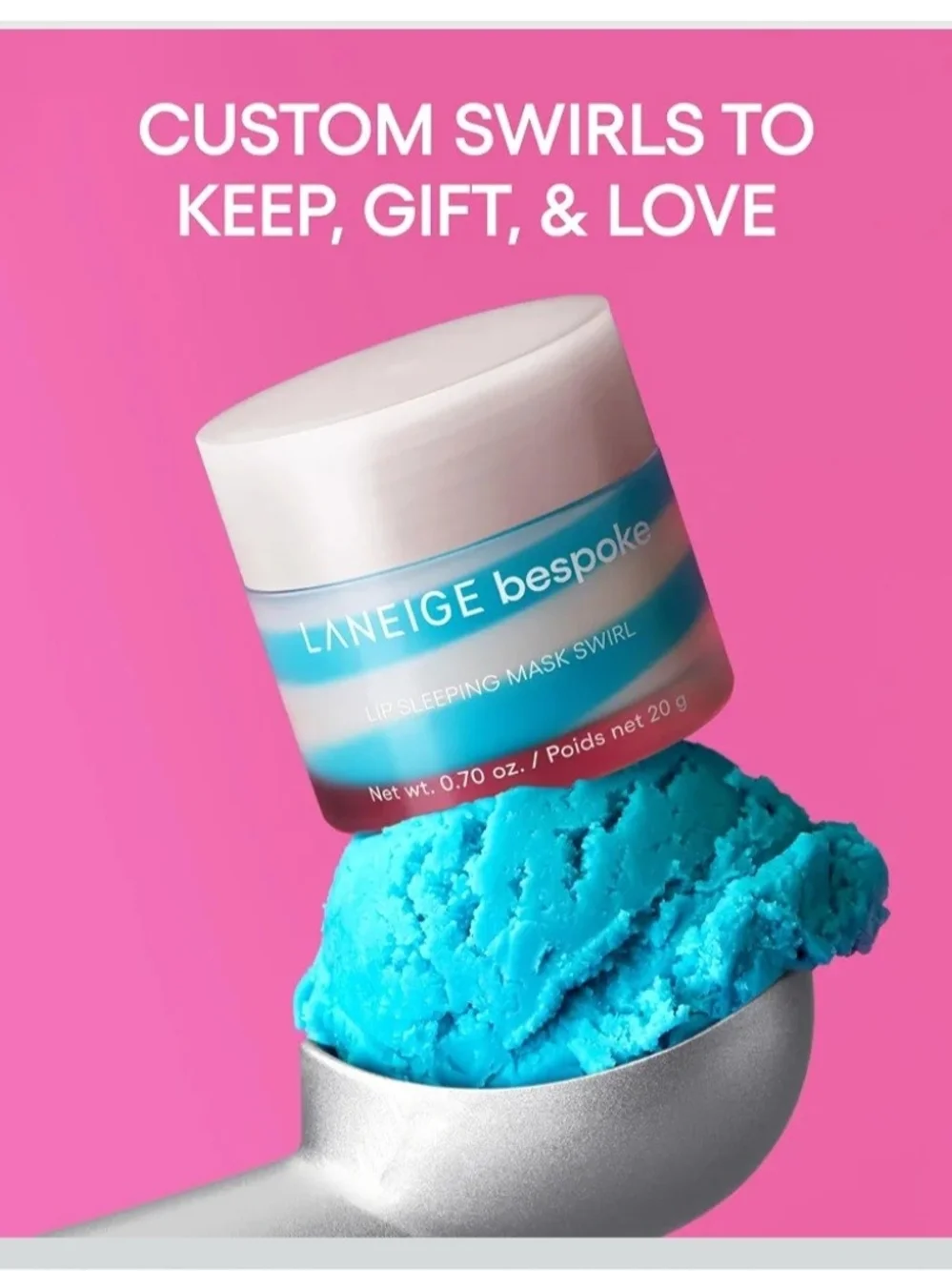 LANEIGE Bespoke Lip Sleeping Mask Swirl - Blue Cream Soda & Champagne 20g New